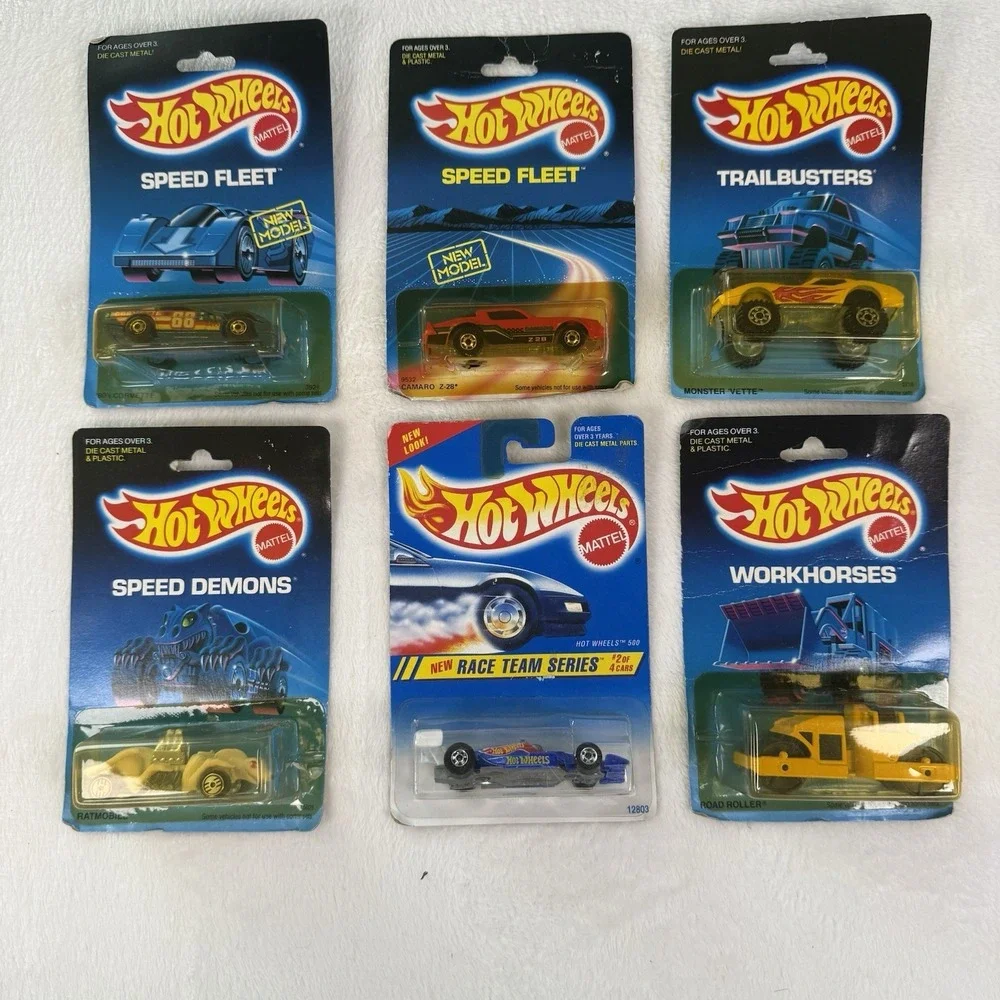 Vintage Hot Wheels Lot 6 Carded 1980s Speed Fleet Demons Trailbusters Workhorses
